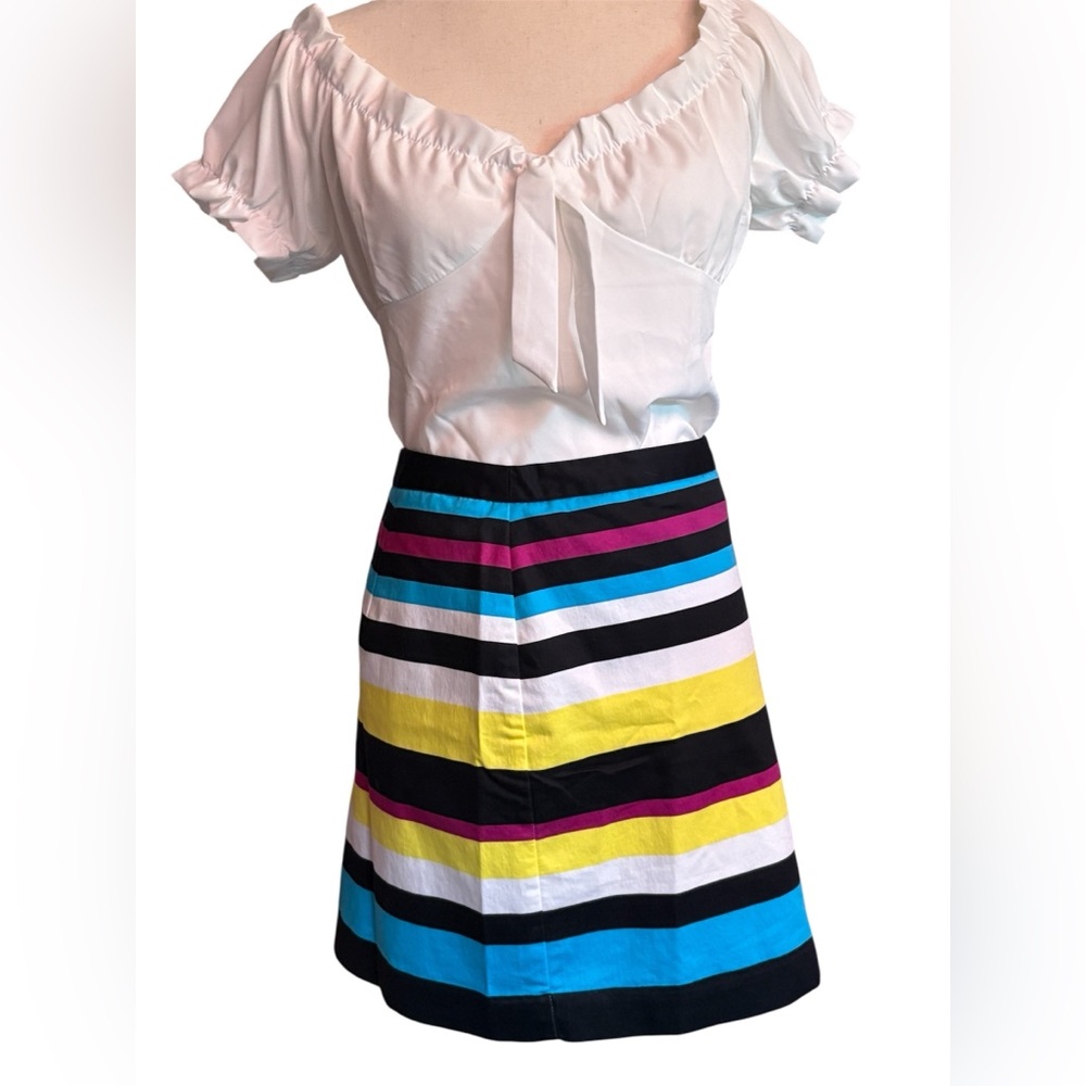 Worthington Multicolored Strips A-Line Knee-Length Skirt